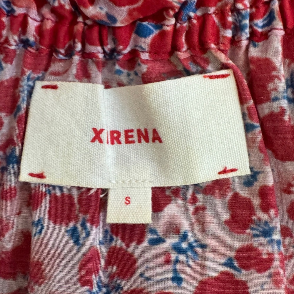 XIRENA Dolly Silk Cotton Mini Dress Ditsy Floral Short Puff Sleeves Semi Sheer S - Picture 7 of 9